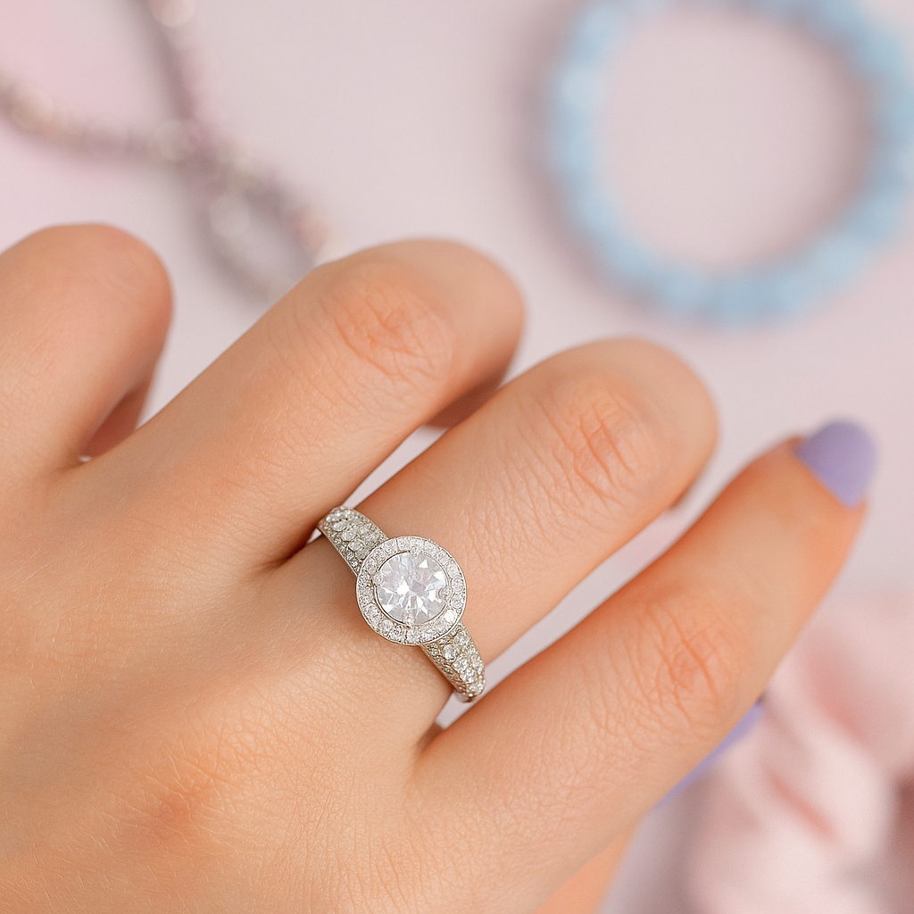 انگشتر تک نگین گرد