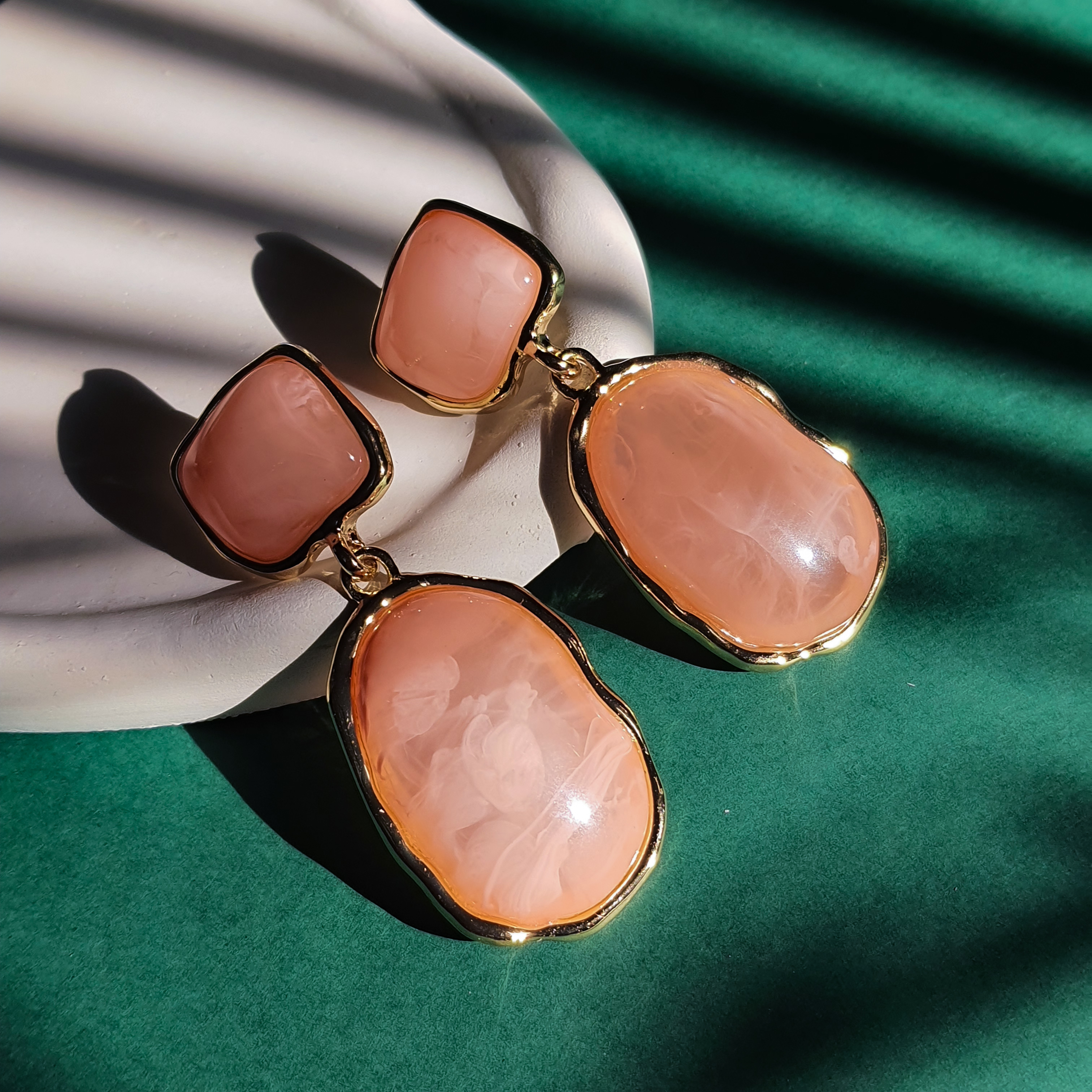 گوشواره آویز فشن مرمری