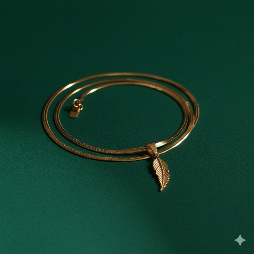 گردنبند استیل طرح برگ پهن