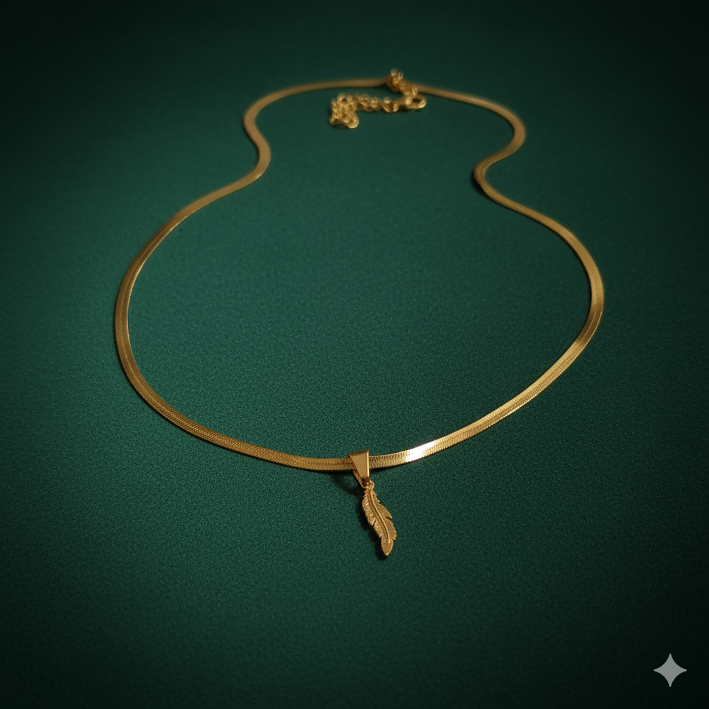 گردنبند استیل طرح برگ باریک