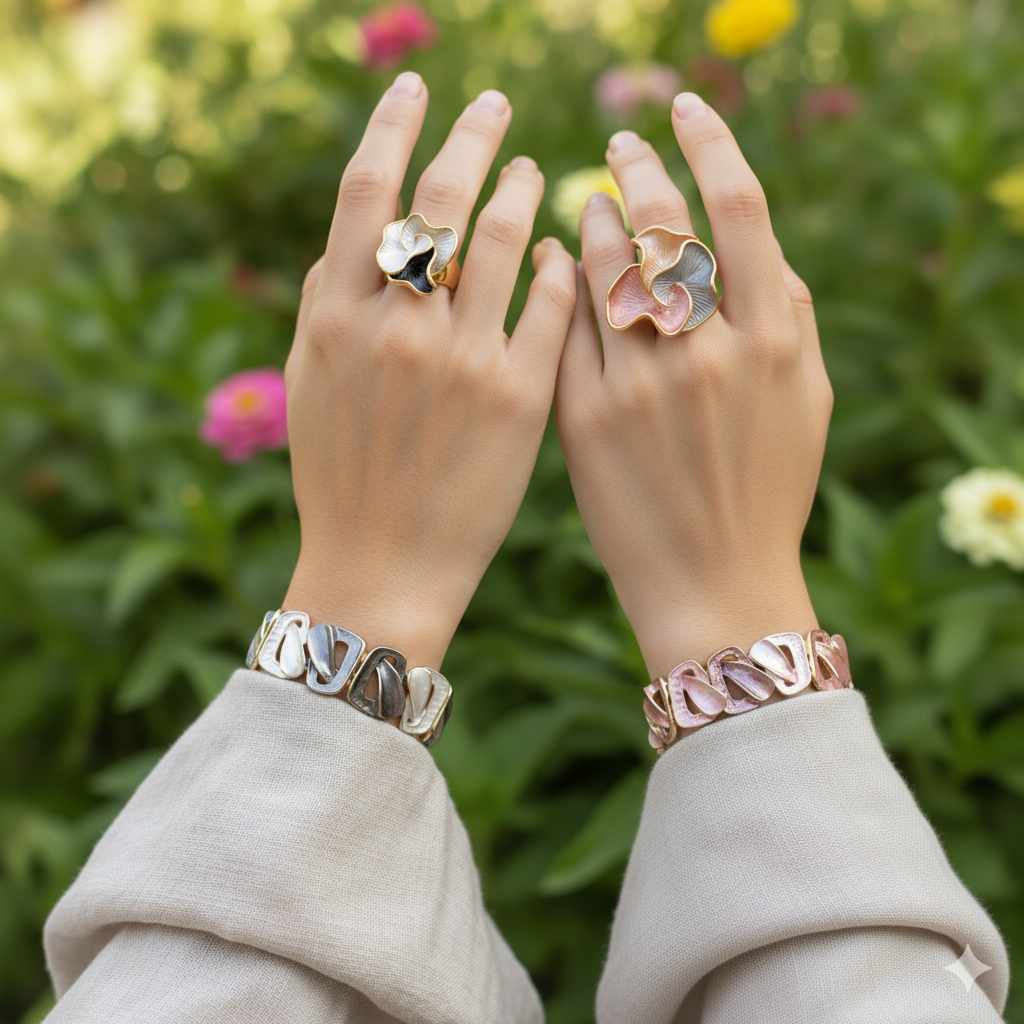 انگشتر میناکاری مگنولیا