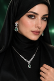 نیم ست جواهری زمرد طرح قطره
