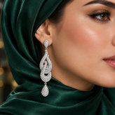 گوشواره جواهری آویز مجلسی شعله